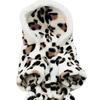 Dog Hoodie Hooded Flannel Winter Warm Leopard Printed Pet Puppy Clothes Jumpsuit Pajamas Outwear for Home