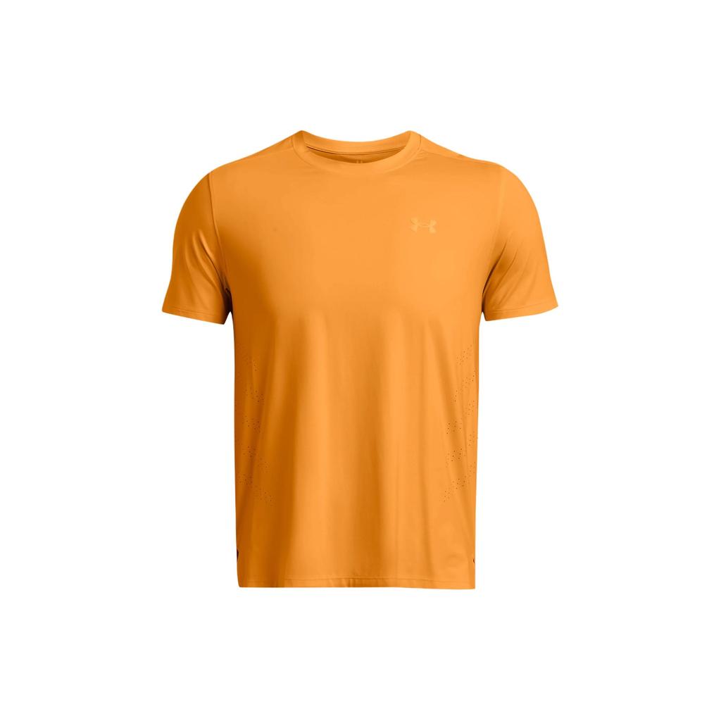 Under Armour Launch Elite Solid Logo Running Casual Sports Crew Neck Short Sleeve T-Shirt Men Tops Orange 1382648-803