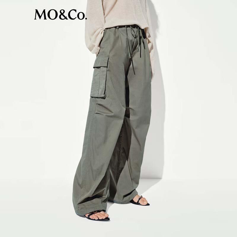 MO&Co. Women's High-Waisted Cargo Parachute Pants