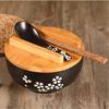 Japanese Style Rice Noodle Bowl With Lid Spoon And Chopstick Kitchen Tableware Ceramic Salad Soup Bowl Food Container Dinnerware