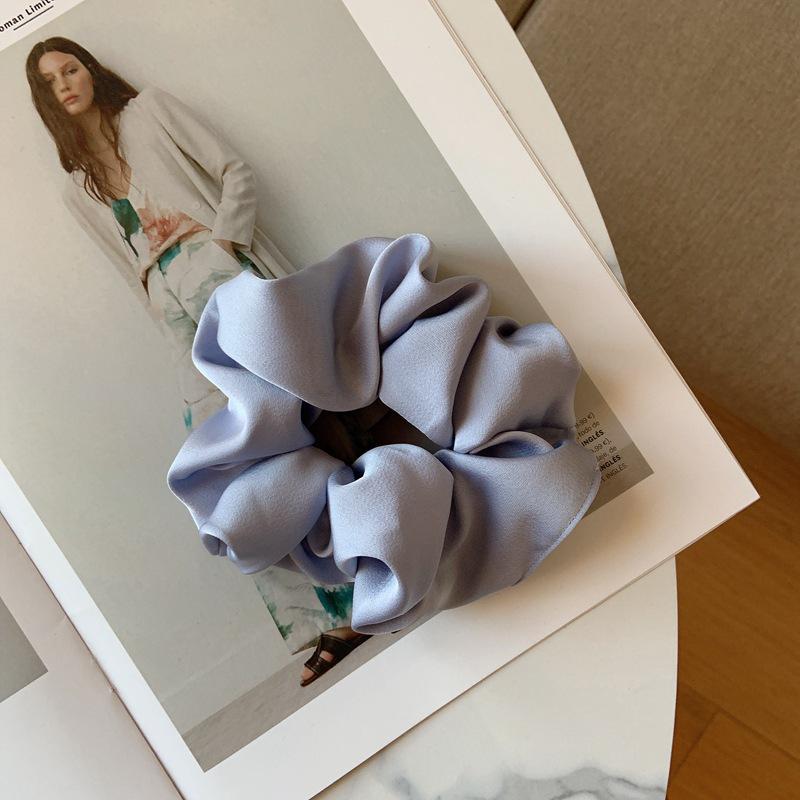 Korean Dongdaemun Women's French Silk Hair Scrunchie - Elegant Satin Hair Tie Accessories