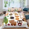 Kids Cartoon Animal Zebra Giraffe Fox Kangaroo King Queen Duvet Cover Boy Girl Rabbit Wildlife Bedding Set Polyester Quilt Cover