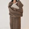 Herbst Frühling Cardigan Mäntel Damen Unifarben Langarm Locker Vintage Gestrickt Sanft Knöchellang Temperament Damen Streetwear