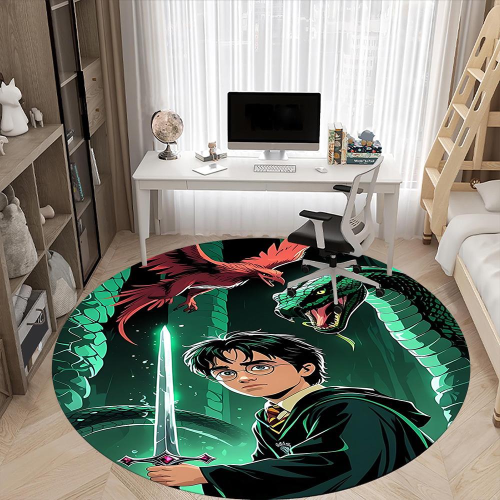 1pc Harry Potter, Sword of Gryffindor Office Round Area Rug, Under Office Chairs Bedroom Living Room Home Decor a1022252