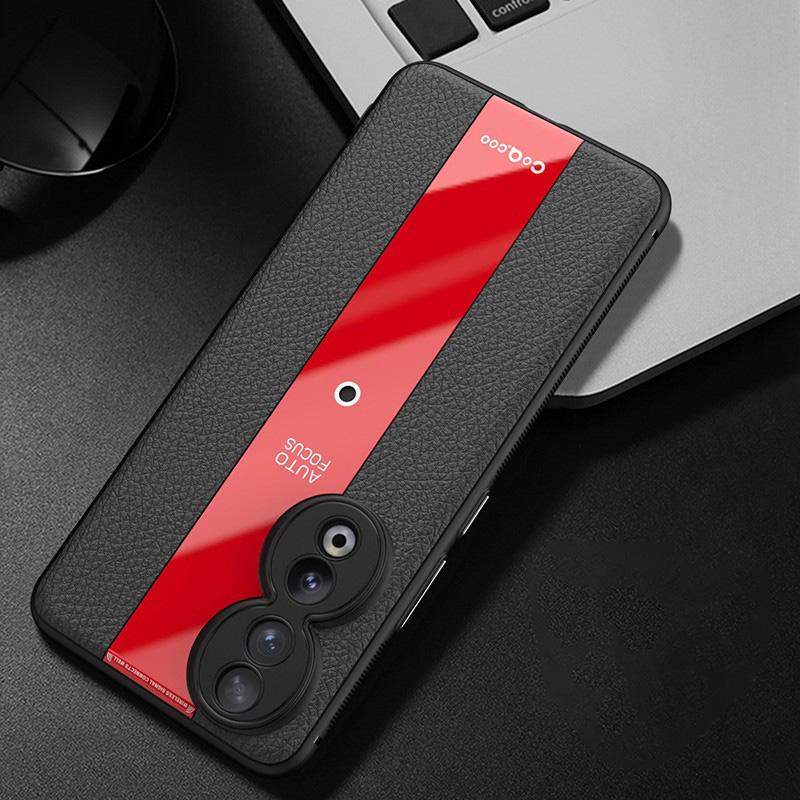 

Q.COO For Honor 90 Cover PU Leather+TPU+Acrylic Non-slip Smart Phone Case Red