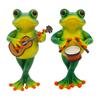 Guitarist Frog Figurine Resin Drummer Frog Sculpture Animal Decoration Frog Statue for Home Office Desktop Decor