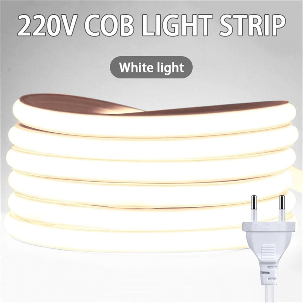220v Led Ribbon Adhesive High Brightness COB Led Strip for Room Led Strip Flexible Ribbon for Home Kitchen Lighting