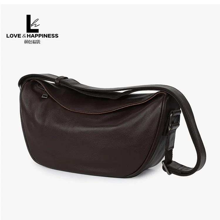 

Real Cow Leather High Quality Crossbody Bag for Women Shoulder Bag Top Layer Cowhide Ladies Vintage Fashi Crossbody Handbag 30 x 19 x 19 cm кавовий
