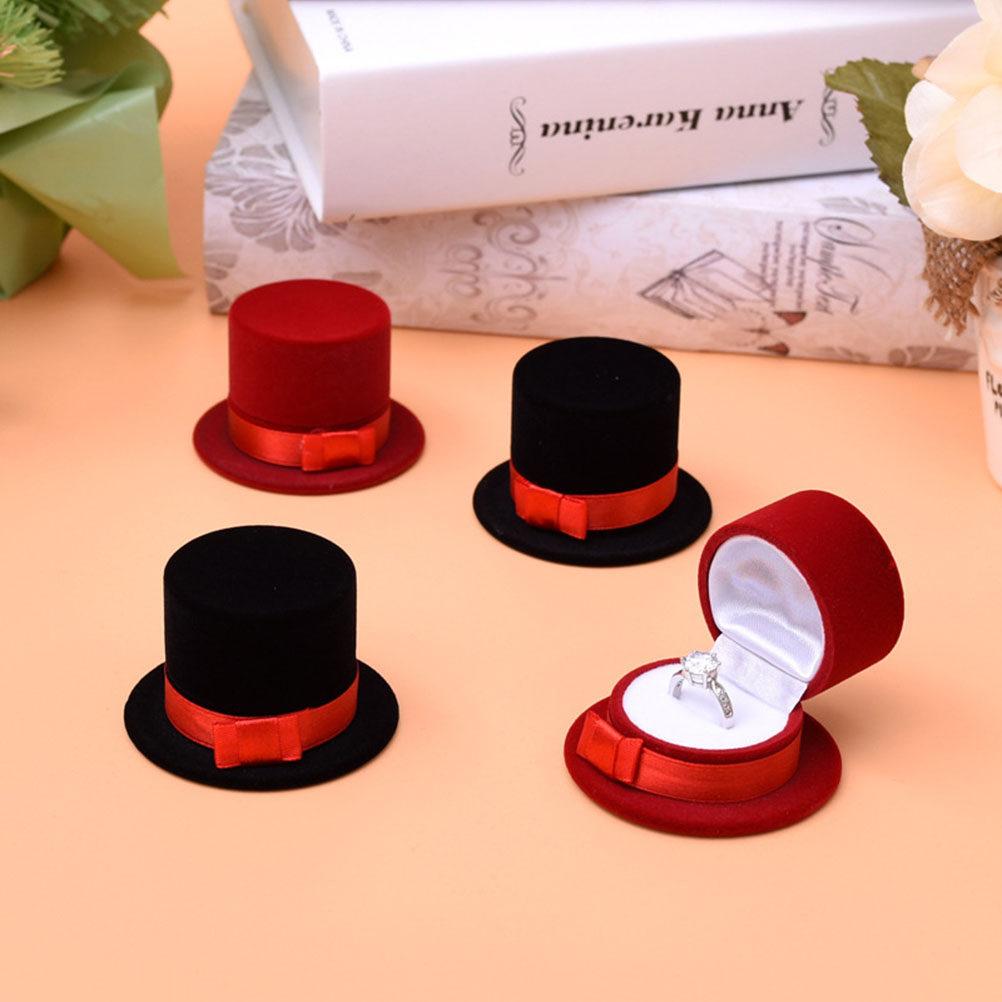 Hat Shaped Ring Box Red Christmas Jewelry Storage Case for Earrings Necklaces Bracelets Pendants Brooches Gift Decoration