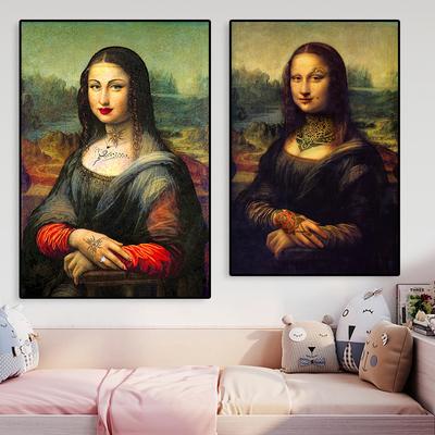 Olejomalba Legrační umělecký plakát Tetovaná Mona Lisa Obrazy na plátně Bad Girl Nástěnné obrazy Da Vinci Slavné obrazy Home Decor