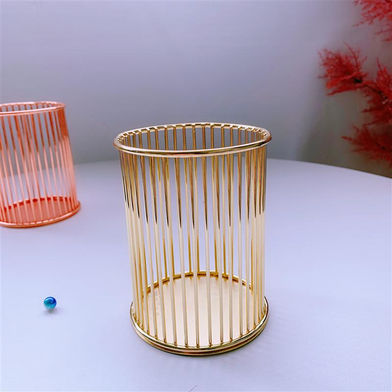 

Ведро для хранения кистей для макияжа, настольный держатель для ручек, контейнер для гостиной, ванной комнаты золотой
