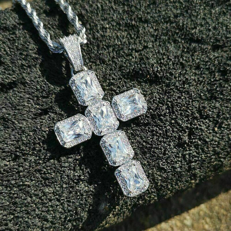 Huitan Fashion Cross Necklace with Brilliant Cubic Zirconia Women's Sweater Chain Necklace Modern Design Luxury Female