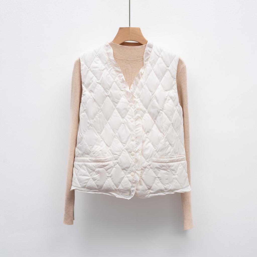 Autumn and winter down vest stacked inside V-neck light down liner vest slim liner women's clothing