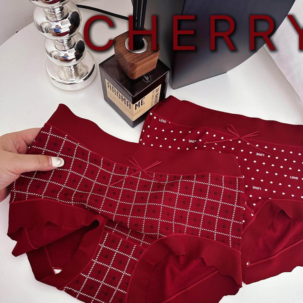 Nude Feeling Seamless Women's Triangle Red Underpants - Autumn Winter Christmas Edition with 7A Mulberry Silk Antibacterial Crotch