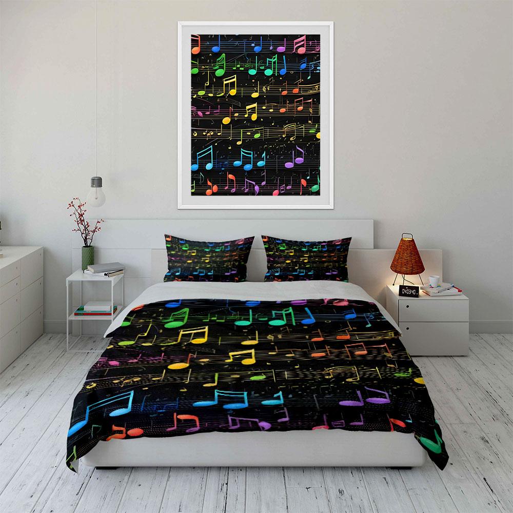 Colorful musical notes pattern. Bedding sets Duvet cover sets Duvet covers Pillowcases(1 * Duvet Cover 2 * Pillowcases without duvet insert)