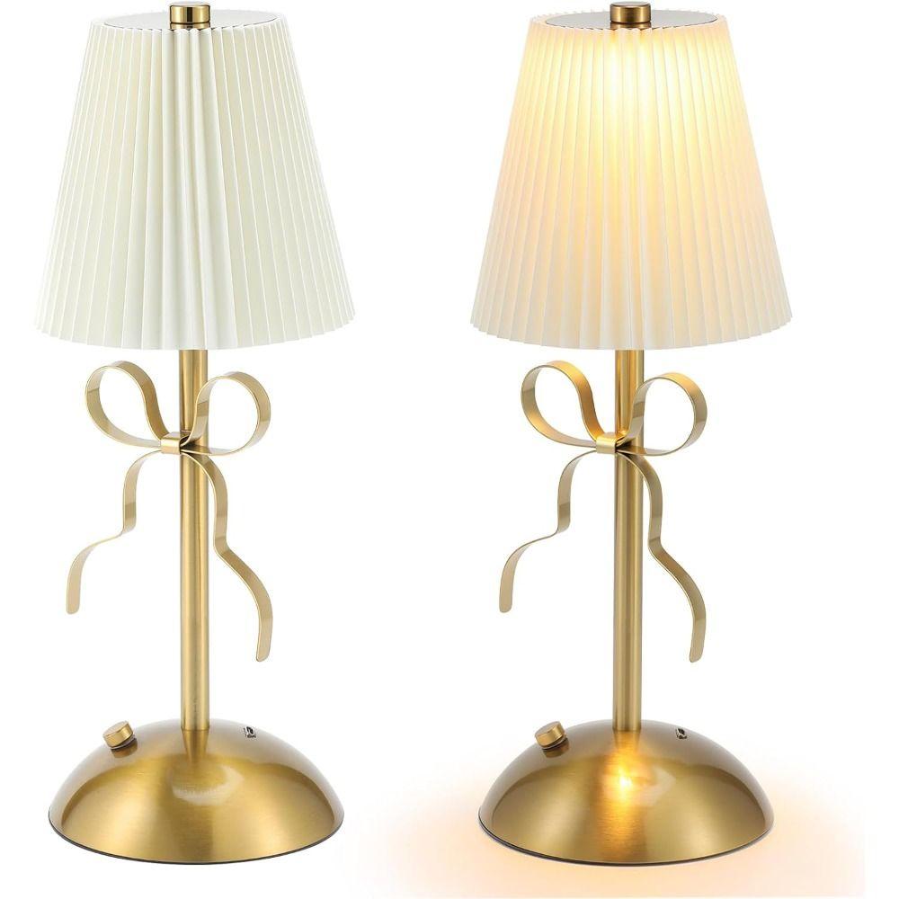 Fabric Shade Bow Table Lamp Decorative LED Desk Lamp Creative Atmosphere Night Light  Bedroom