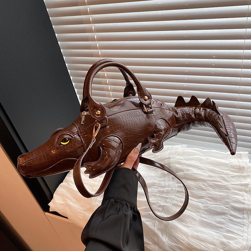 Street Cool Handbag Female PU Crocodile Shape 3D Creative Special-shaped Bag Can Be Crossed On One Shoulder