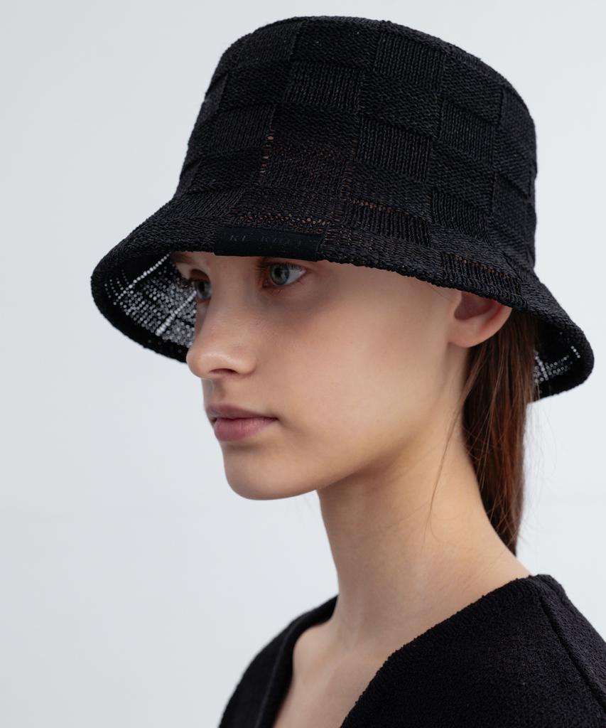 RE RHEE Checkered Pattern Bucket Hat Bk
