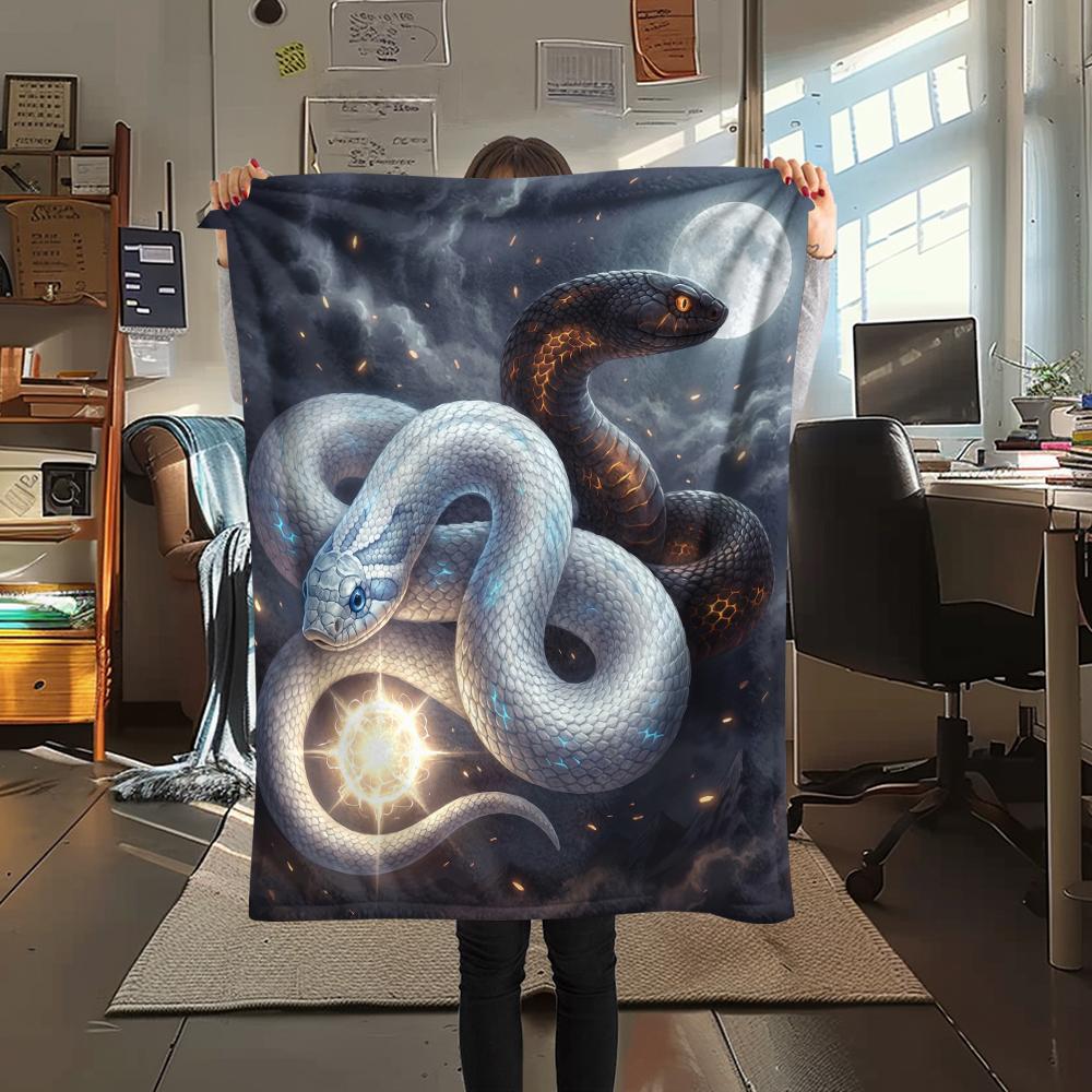 

Black and white animal moon Print Flannel Blanket,High quality Comfortable for All Seasons,Home Decor,Warmth and Comfort,Perfect for Christmas Gifts 80cm x 120cm