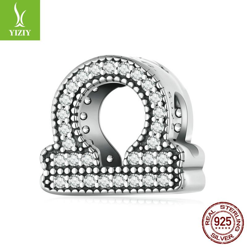 Design Twelve Constellations Lucky Bracelet Beads, Retro Style S925 Silver Beads Loose Beads