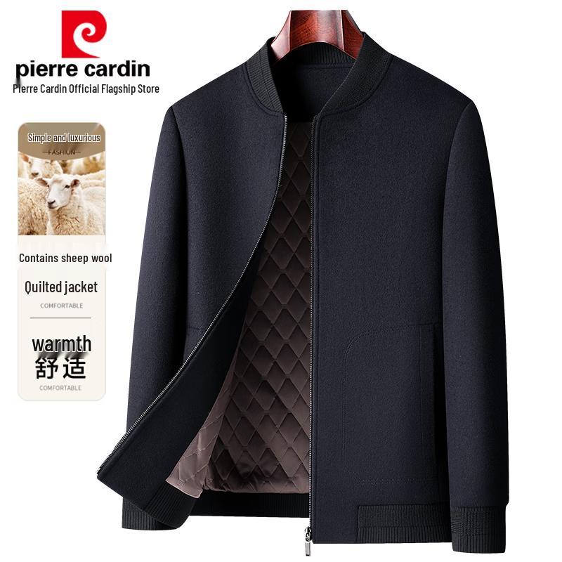 Pierre Cardin Men's Wool Blend Padded Baseball Collar Jacket