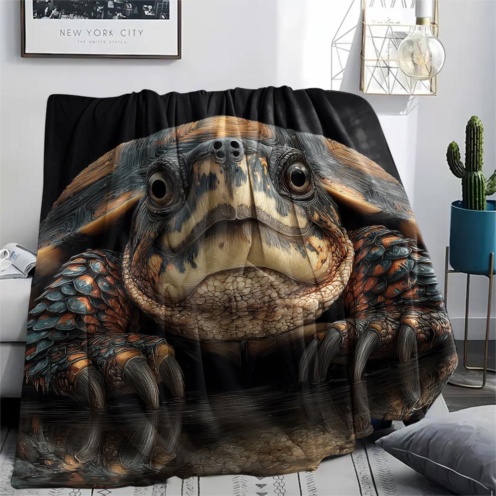 Schildkröte Nahaufnahme Muster Flanelldecke, Hohe Qualität Bequem für Alle Jahreszeiten, Heimdekoration, Wärme und Komfort, Perfekt für Geschenke.
