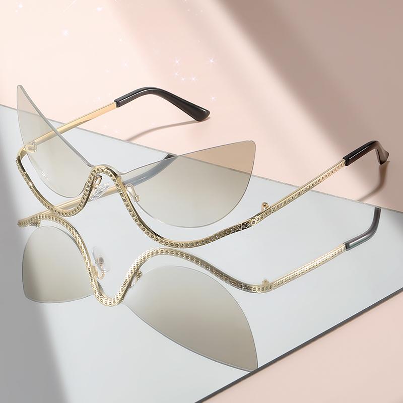 Neue randlose personalisierte Cat-Eye-Sonnenbrillen, übertriebener Hip-Hop-Stil Party- und Nachtclub-Dekorationssonnenbrillen
