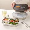 Leak-proof Portable Food Container 304 Stainless Steel Divided Lunch Plate  Students