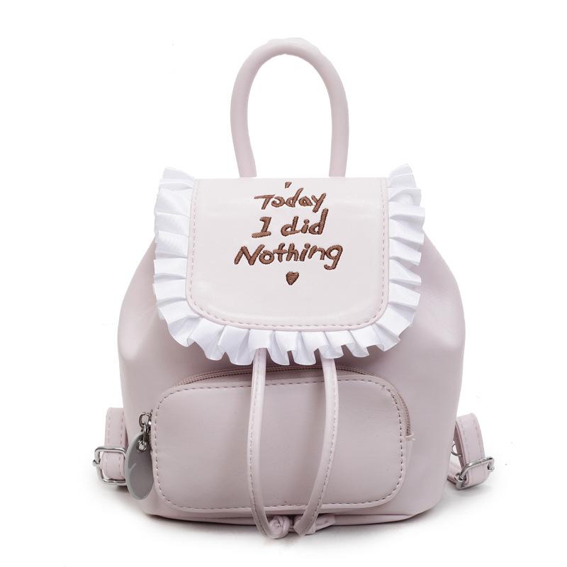 

Модный портативный маленький рюкзак Женский новый универсальный повседневный однотонный рюкзак для выхода розовый