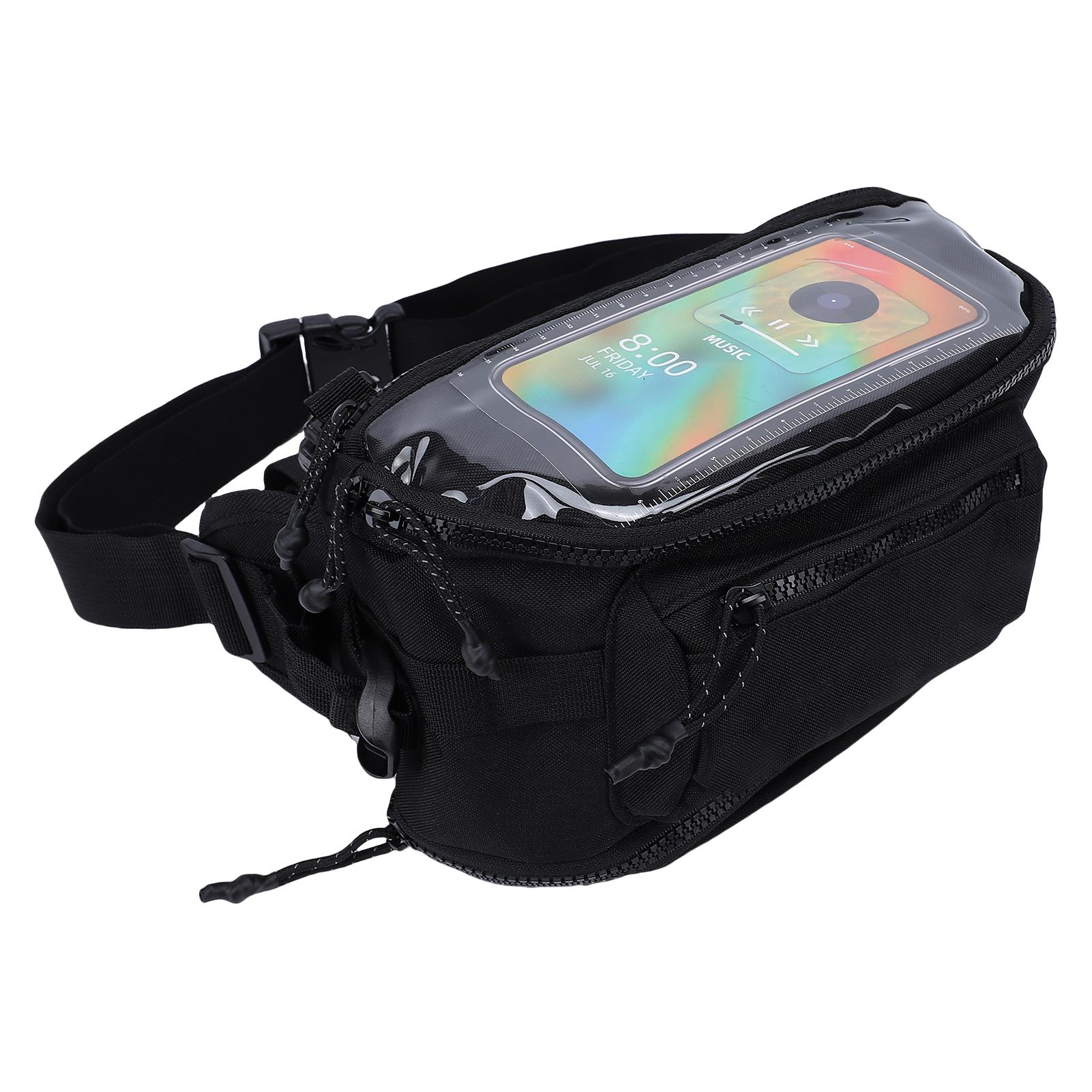 

Motorcycle Waist Pack Expandable Front Handlebar Bag with Touchscreen Window for Navigation Large Capacity Storage чорний