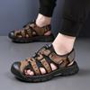 FashionBrand Men Sandals Genuine Leather Men Shoe Cowhide Leather Classic Summer Slides Fashion Outdoor Beach Gladiator Sandals for Men