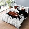 3pcs White Bedding Set Rugby 3D Printed Cozy Duvet Cover King Queen Twin Size Birthday Gift for Adult Boy Kid Bedroom Decoration