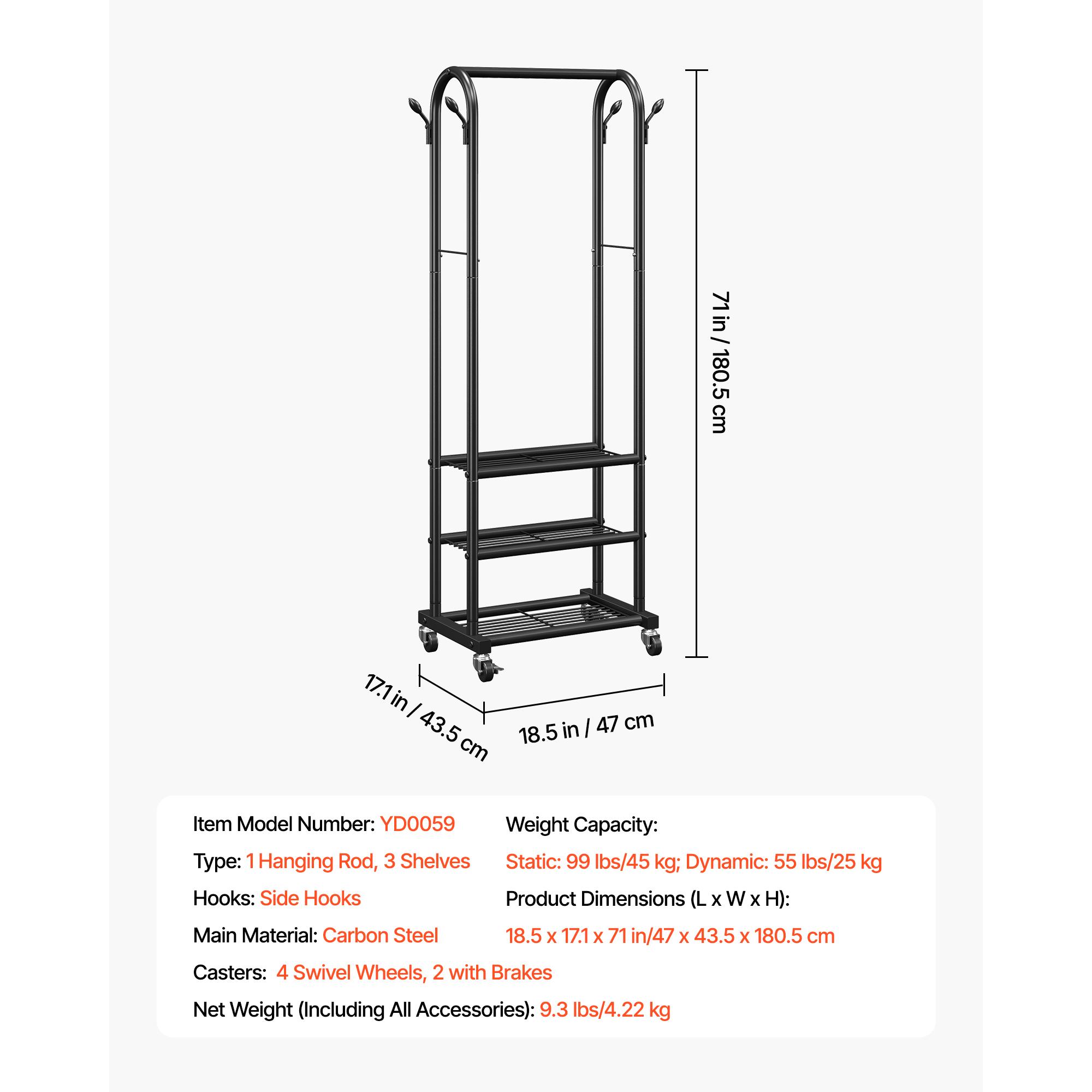 

SucceBuy Вешалка для одежды на колесиках, прочная вешалка для одежды из углеродистой стали с колесами для прачечной, гостиной