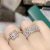 Versa Danjianci Same Flower Full Diamond Zircon Four-Leaf Clover Open Ring Fashion Couple Rose Light Luxury Ring