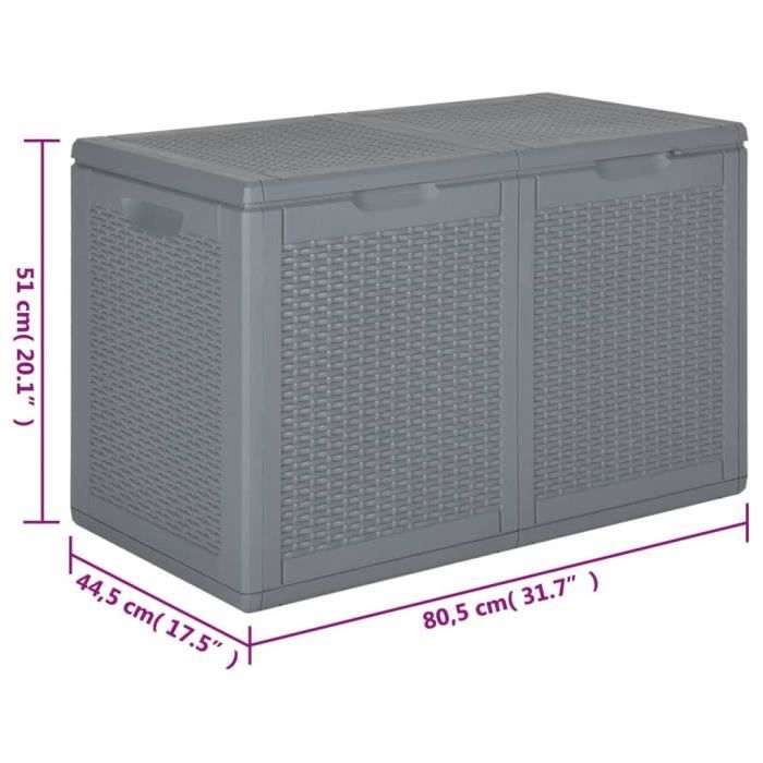 VidaXL Garden Storage Box Grey PP Rattan 180 L 364060