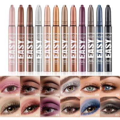 Single Eyeshadow Stick Pearlescent Matte Multi-color Smudged Eyeshadow Pen Waterproof and Sweat-proof Eyeshadow Highlighter Pen