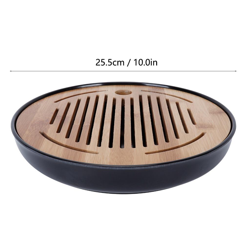 Bamboo Material Bamboo Tea Tray Round Shape Kungfu Tea Tray Water Storage Tea Tray  Tea Accessories