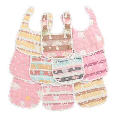 Lätzchen 10er Set Lätzchen Baumwolle weich 6-lagig Gaze U-Form [BMC Lätzchen] 100% (Rosa)
