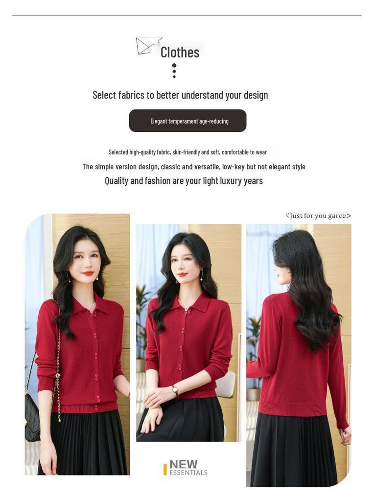 Women's Knitted Sweater - Loose Square Collar, Plus Size, Fashion Base Shirt for Autumn/Winter, Middle-Aged Mom's Clothing 2025