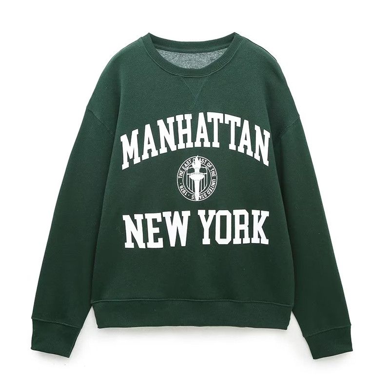 

Ur Autumn and Winter Women s round Neck Long Sleeve Printed Jogging Sweatshirt Green Sweatshirt L