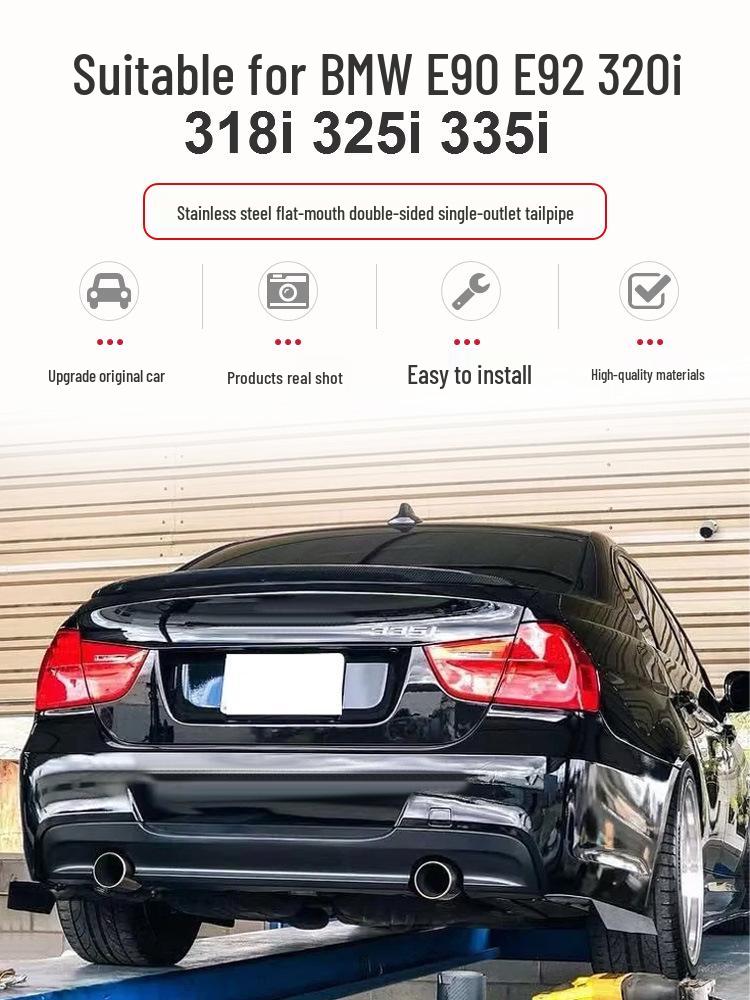 BMW E90/E92/E93 320i/330i/325i Dual-Outlet Black Stainless Steel Tailpipe for MT Conversion