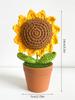 Hand-Knitted Sunflower Wool Flower Pot Plant Ornament Woven Flower Teacher's Day Potted Small Gift Artificial Flower