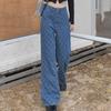 2023 Autumn/Winter High-Waist Diamond Design Loose Slim Straight Jeans for Women