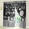 Fashionable black and white kitchen pattern printed curtains, window decoration, home decoration, room decoration