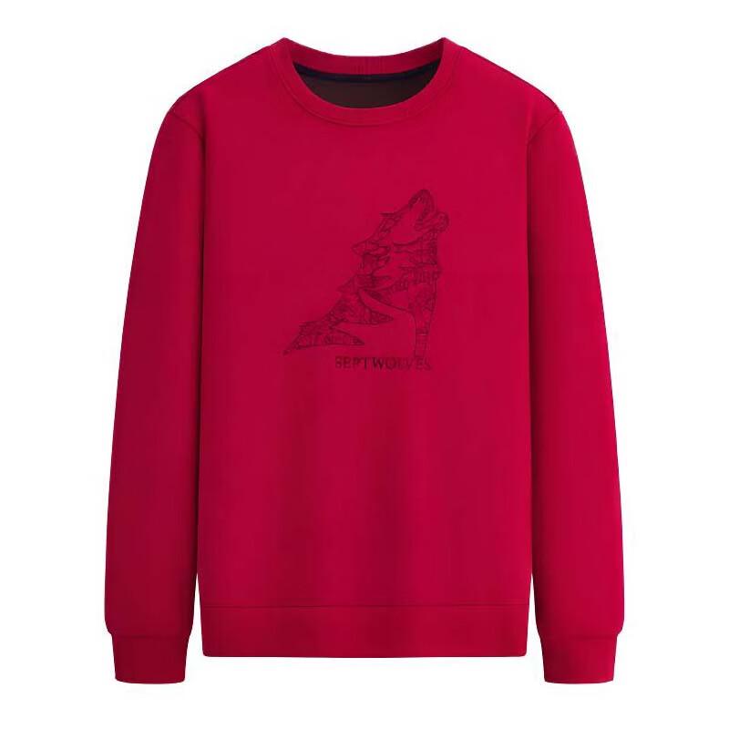 SEPTWOLVES Men's Simple Autumn Winter Fleece Lined Crewneck Sweatshirt