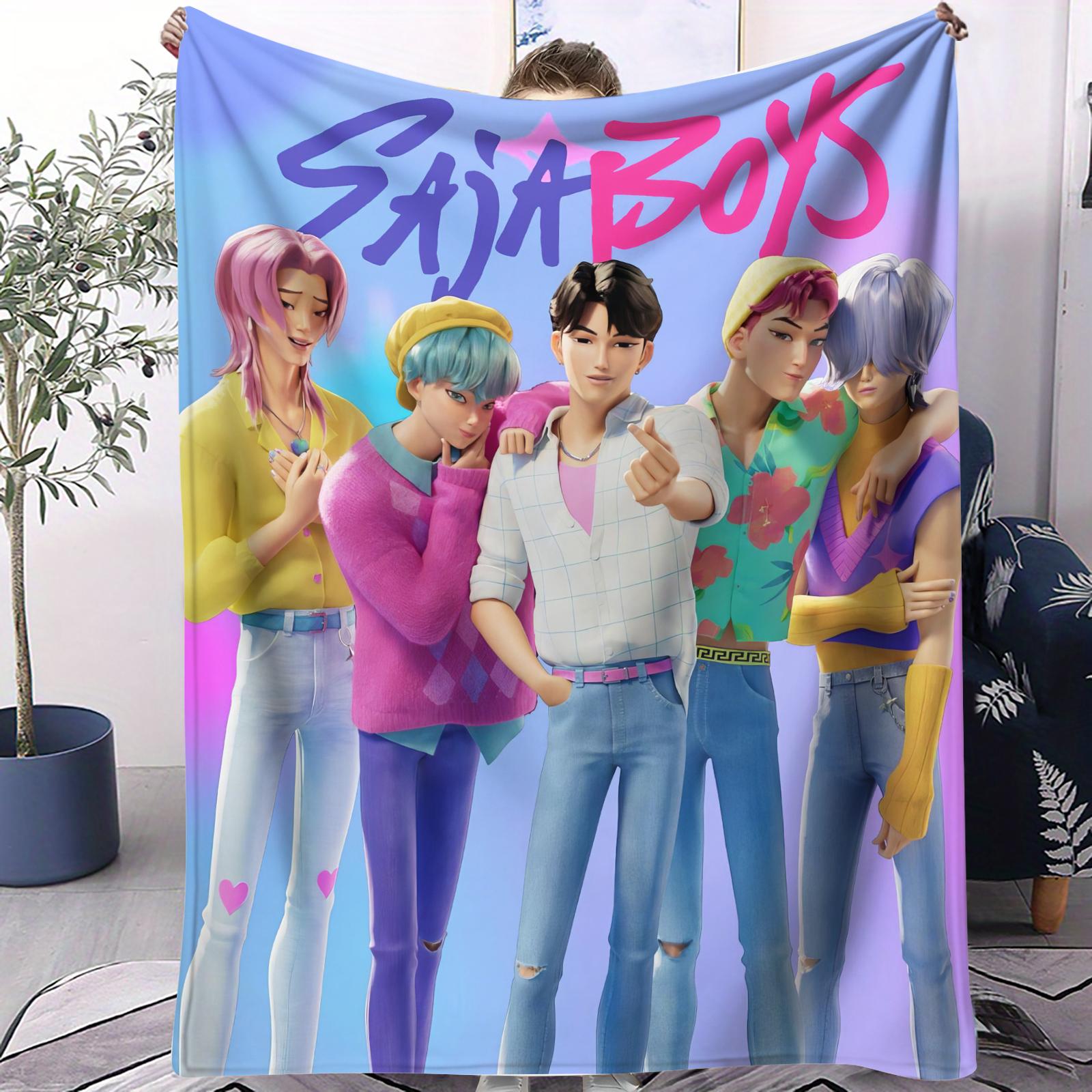 

K-pop Охотники на демонов Саджа Бойз Таинственное одеяло Супер теплое Мягкое Узор Плюшевое Одеяло-плед для девочек и мальчиков Фланелевое одеяло 70x100cm