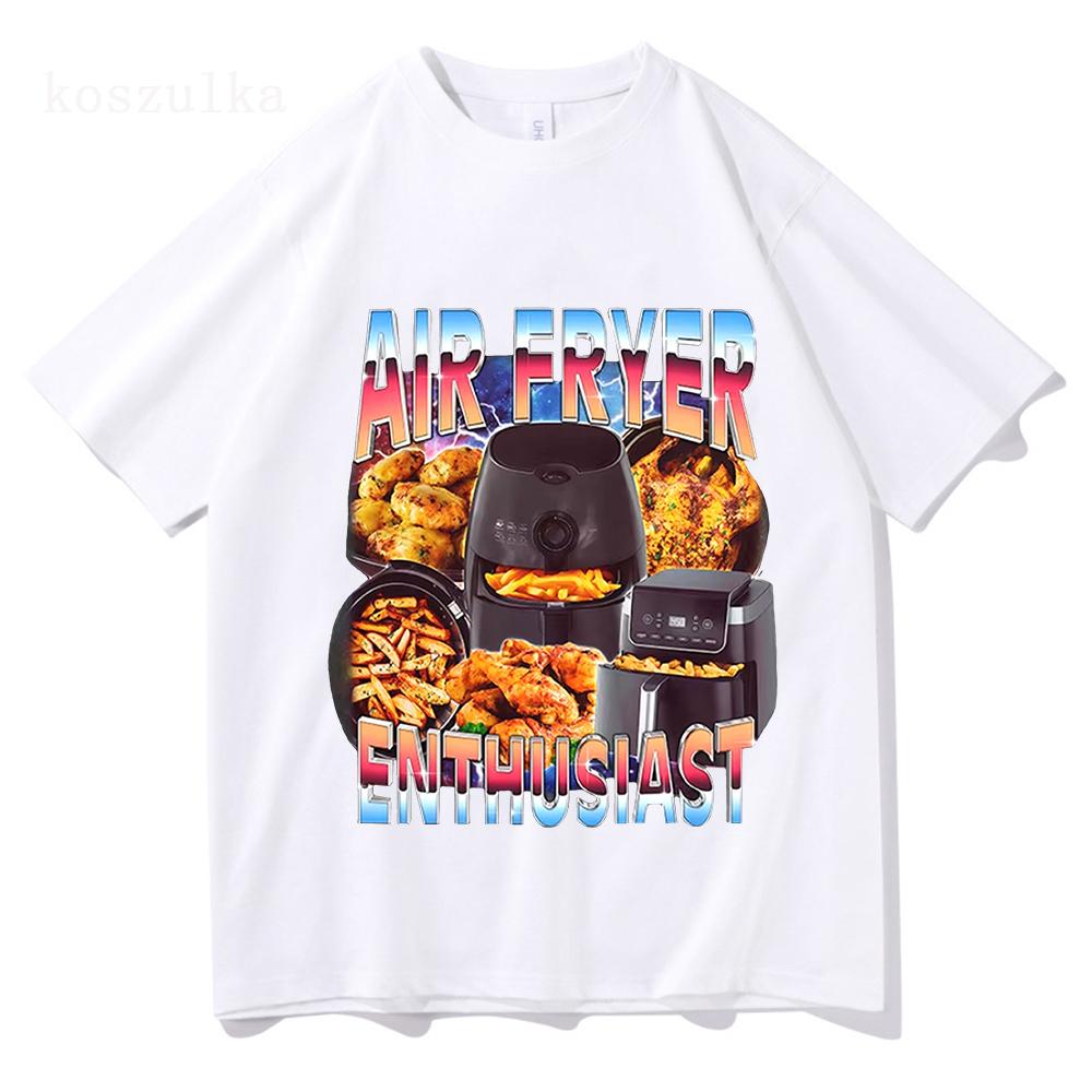 Vzduchová fritéza nadšenec Vtipné kuchařské meme tričko Pánské Dámské Módní Vintage Krátký rukáv Trička Bavlna Ležérní Prodyšné Tričko