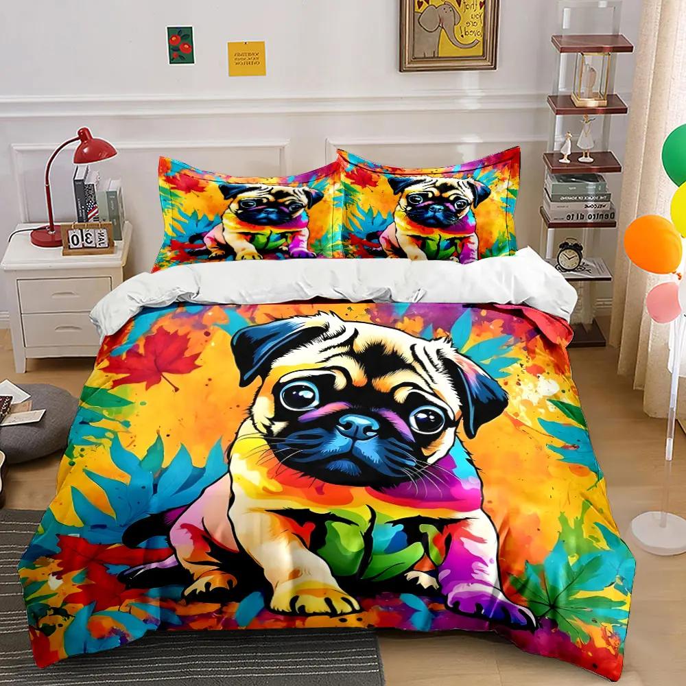 Colorful Dog Art Set - Home Decor Soft Comfortable Duvet Cover Bedding Set Included 1*Duvet Cover & 2*Pillowcases Gift