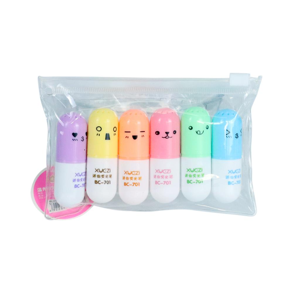 

6 шт./лот Капсулы Хайлайтер Витаминная таблетка Маркер-хайлайтер Цветные ручки Детские Детские Канцтовары Офисные Школьные Принадлежности