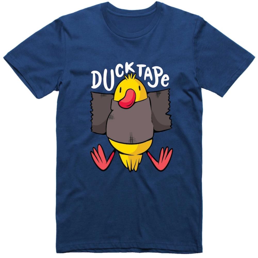 Funny T Shirt Duck Tape Print Regular Fit Cotton Tee Hipster Short Sleeve Comfortable Personality Tops for Outdoor Enthusiasts